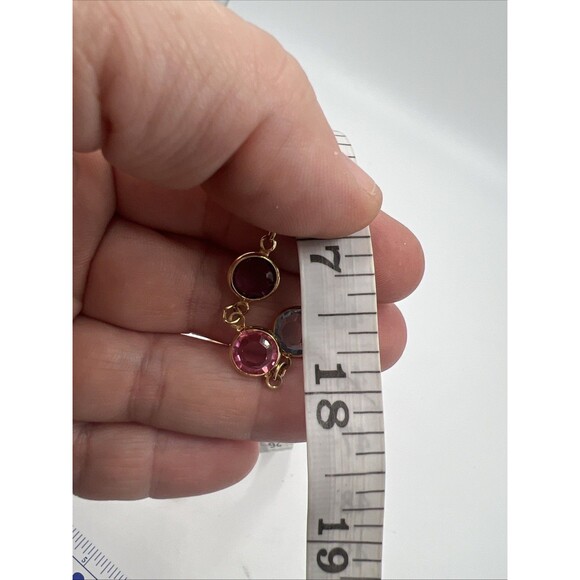 Swarovski Necklace Gold Plate Purple Pink Blue White Crystals 36" Swan Hang Tag - Picture 8 of 8